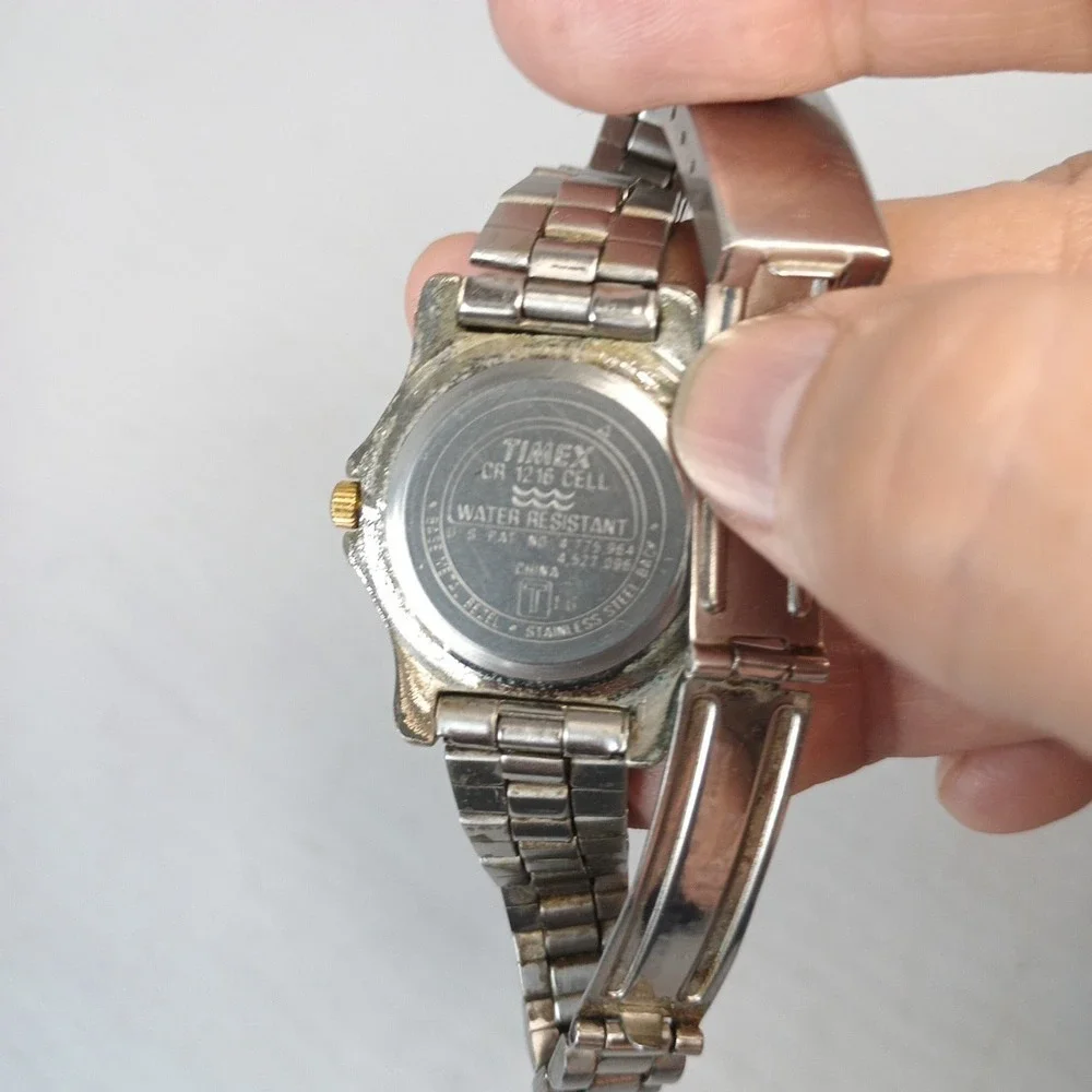 Timex Indiglo Women Silver Tone Green Dial Date Stainless Steel Band Working